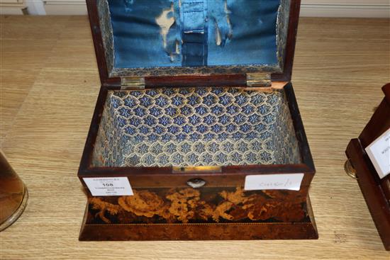 A Victorian Tunbridgeware domed box length 25.5cm